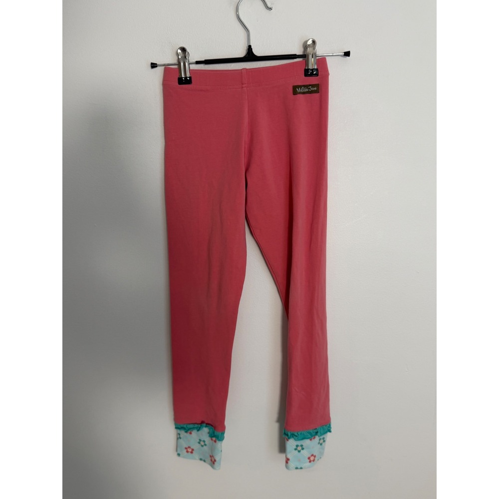 Matilda Jane Rainbows and Ribbons Pink Ruffle Cuff Leggings Size 8 Girls